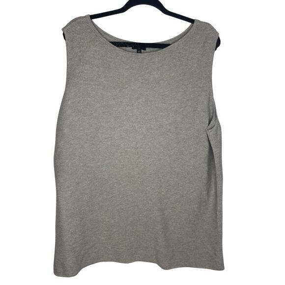 Talbots Plus Sleeveless Top Women's Plus Size 3X Gray Basic Shell Tank Stretch - Picture 1 of 6